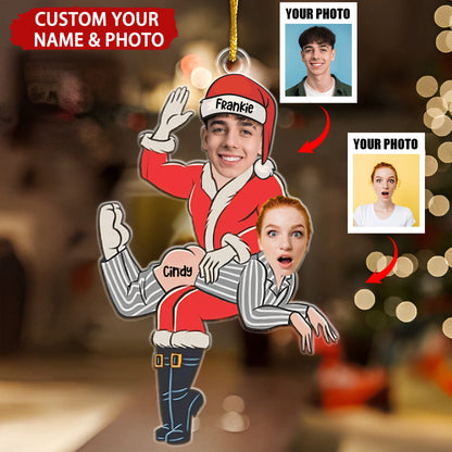 Custom Photo Funny Santa Couple Personalized Christmas Ornament, Personalized Couple Christmas Ornament 2024 ON1390