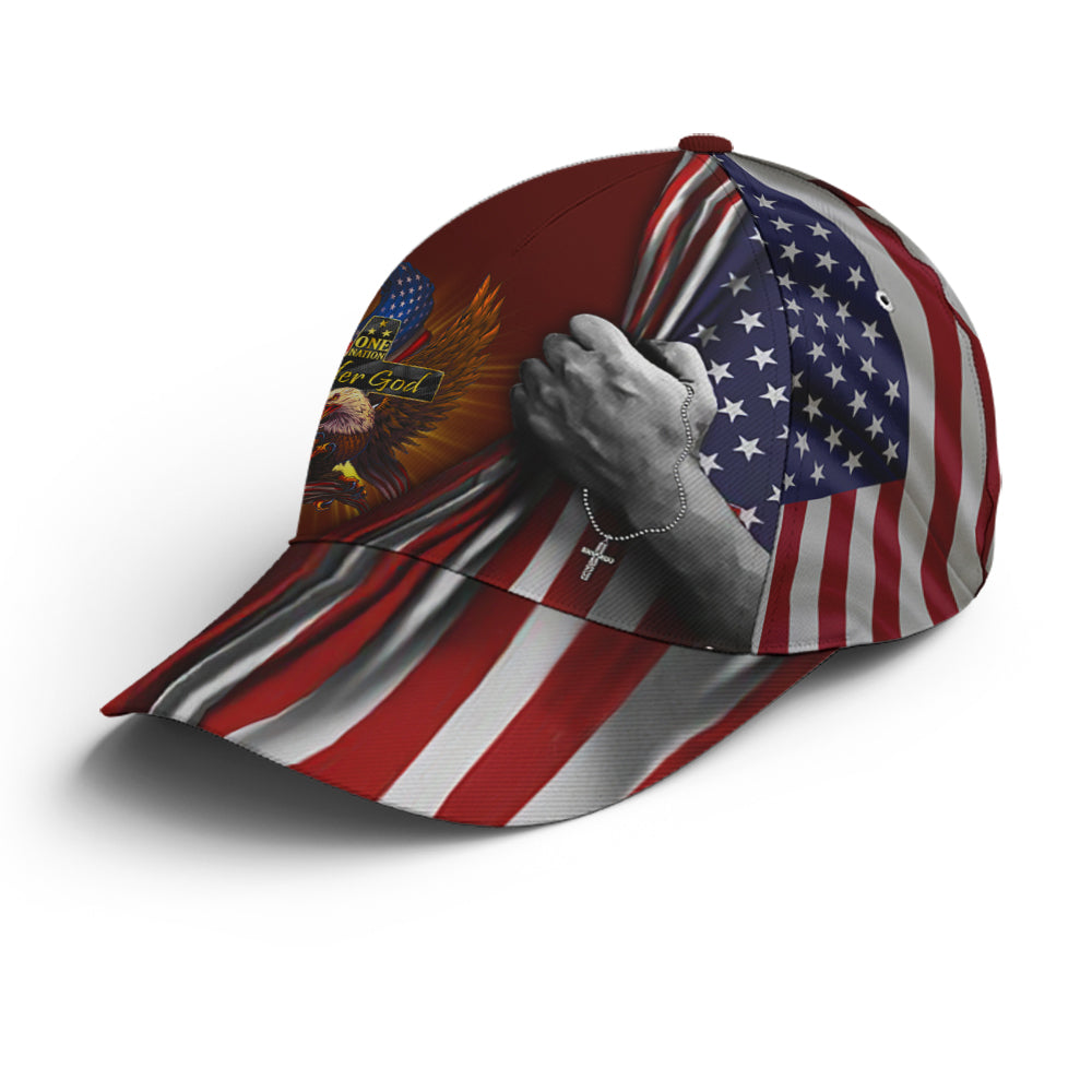 One Nation Under God Eagle American Flag Baseball Cap Lasfour Patriotic Classic Cap CO0682