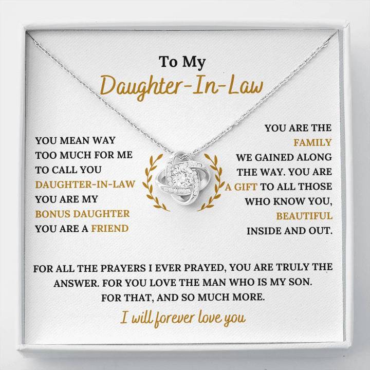 To My Daughter-In-Law Necklace - You Are My Bonus Daughter, I Will Forever Love You, Love Knot Necklace SO0133