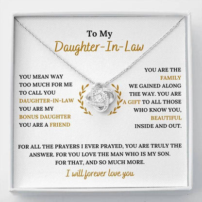 To My Daughter-In-Law Necklace - You Are My Bonus Daughter, I Will Forever Love You, Love Knot Necklace SO0133