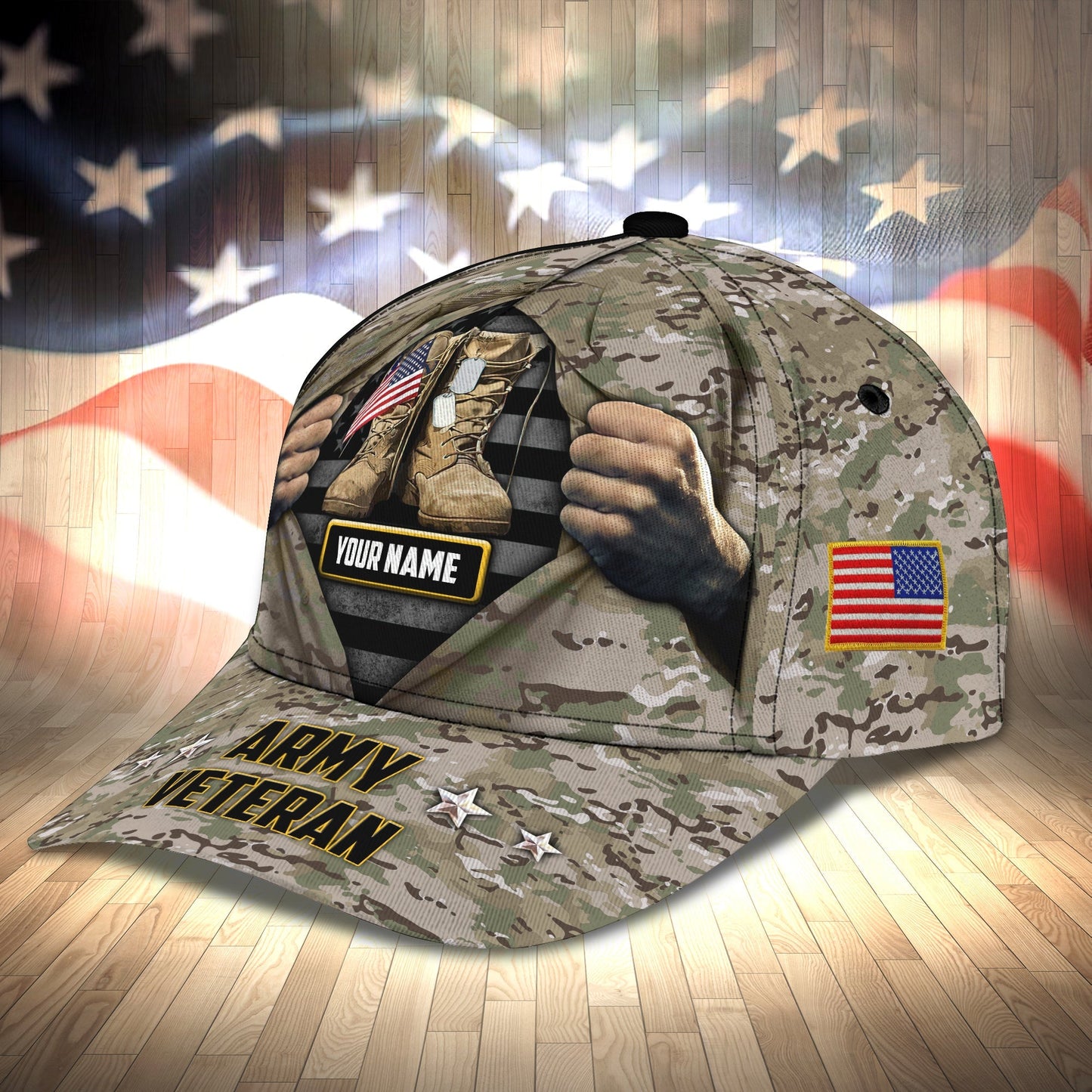 3D Classic Cap Army Veteran Personalized Name Cap 41 Lasfour CA1347