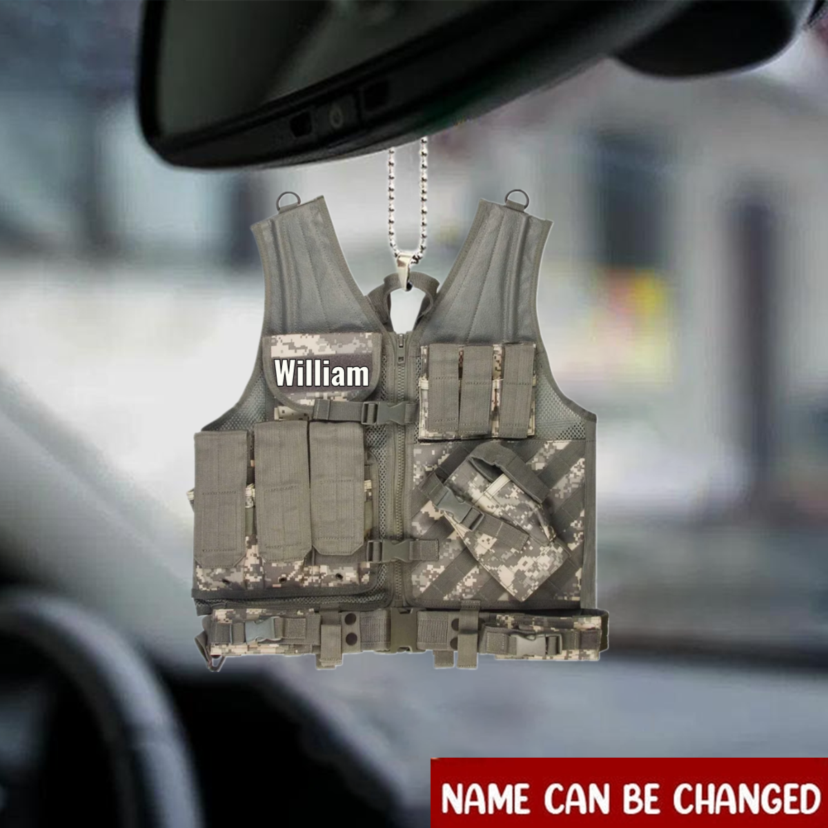 Personalized Flat Acrylic Ornament Hanging For Car Camouflage Army Tactical Vest Ornament Car Interior OO0092