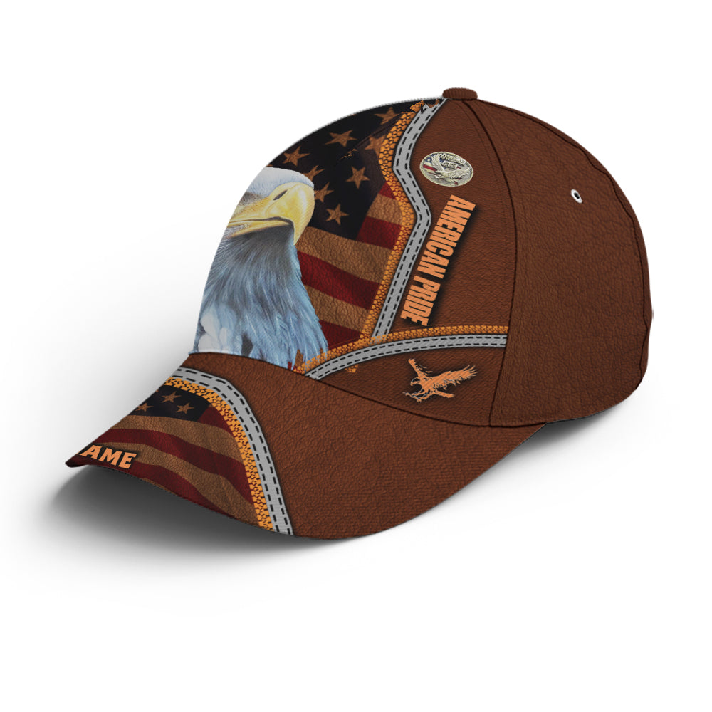 American Pride Eagle Leather Style Baseball Cap Lasfour CO0755