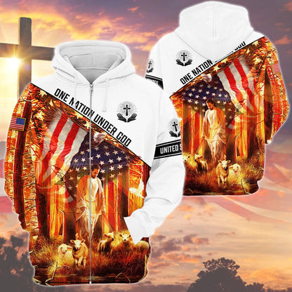 3D Sublimation God And American Eagle Shirts, 3D Hoodie One Nation Under God, Jesus American 3D Tshirt TO0230