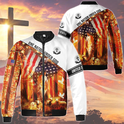 3D Sublimation God And American Eagle Shirts, 3D Hoodie One Nation Under God, Jesus American 3D Tshirt TO0230