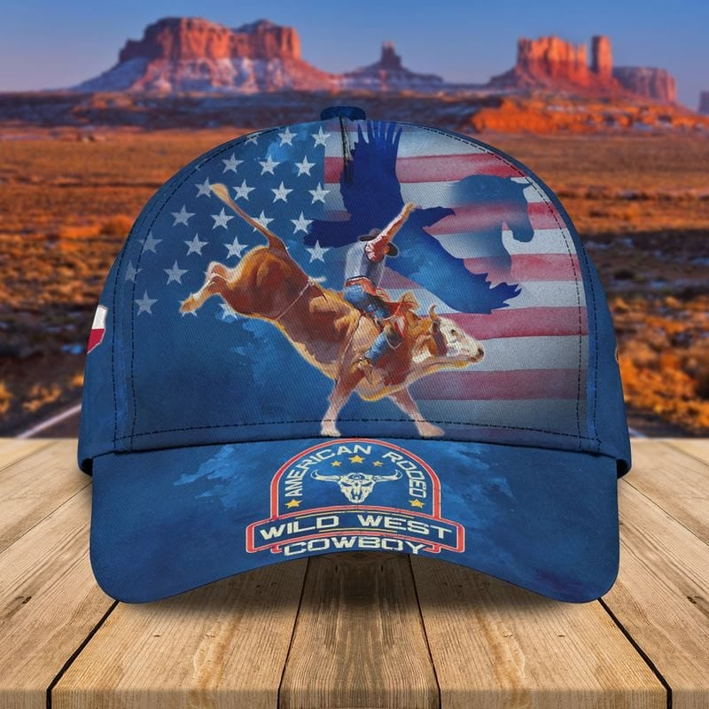 Texas Bull Riding American Flag Classic Cap CA0423