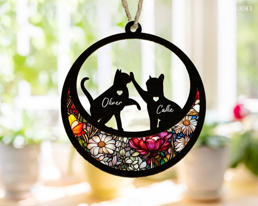 Loss of Pet Sympathy Gift, Cat Memorial Suncatcher, Custom Cat Suncatcher, Cat Lovers Gift, Cat Mom Gift OA0171