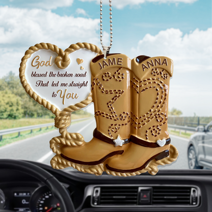 Cowboy Boots Couple God Blessed Personalized Ornament OO0149