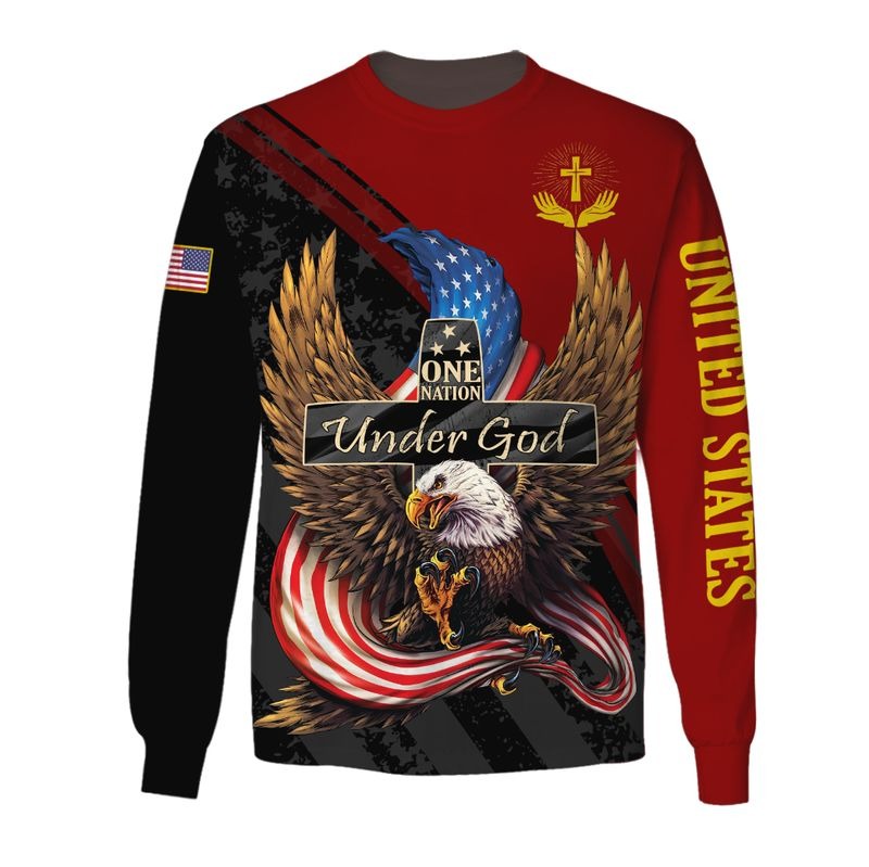 One Nation Under God All Over Print Shirt American Eagle Independence 3D Bomber Jacket TO0224