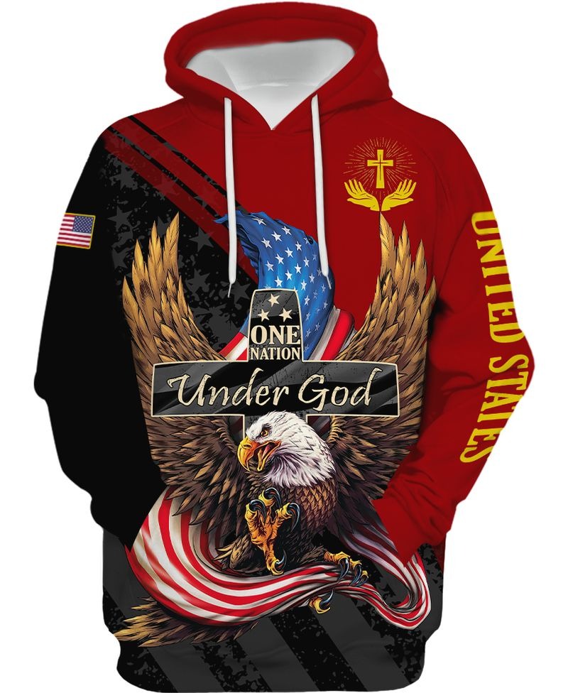 One Nation Under God All Over Print Shirt American Eagle Independence 3D Bomber Jacket TO0224