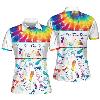 Plan for The Day Tie-Dye Pattern Golf Sleeveless Polo Shirt for Women SO1332