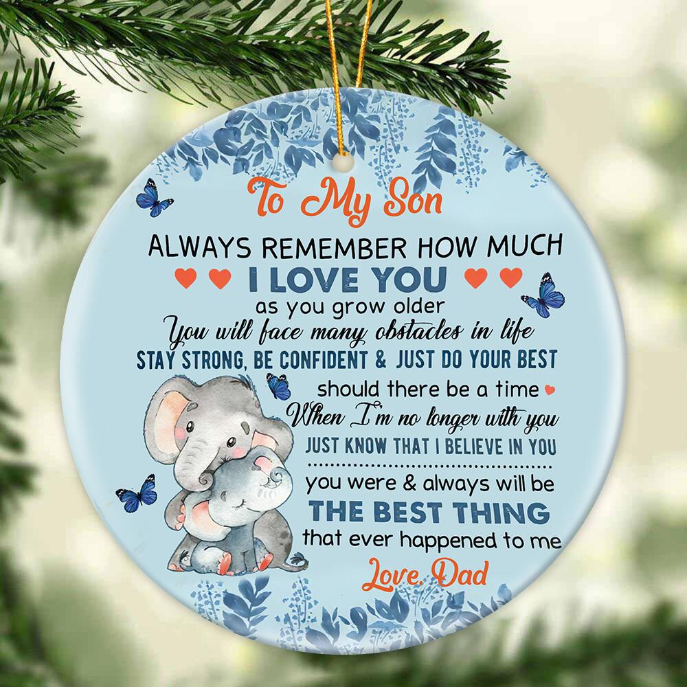 Gift For Grandson Son - The Best Thing - Elephant Ceramic Christmas Ornament SO1142