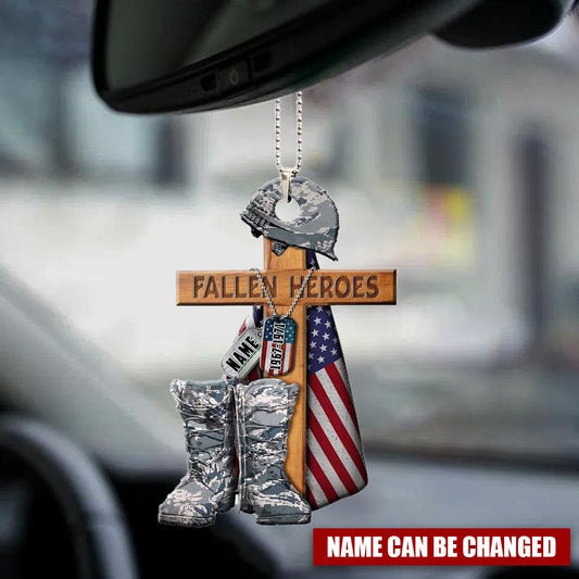 US Veteran Car Hanging Ornament Fallen Heroes Personalized Flat Acrylic Ornament For Auto OO0129