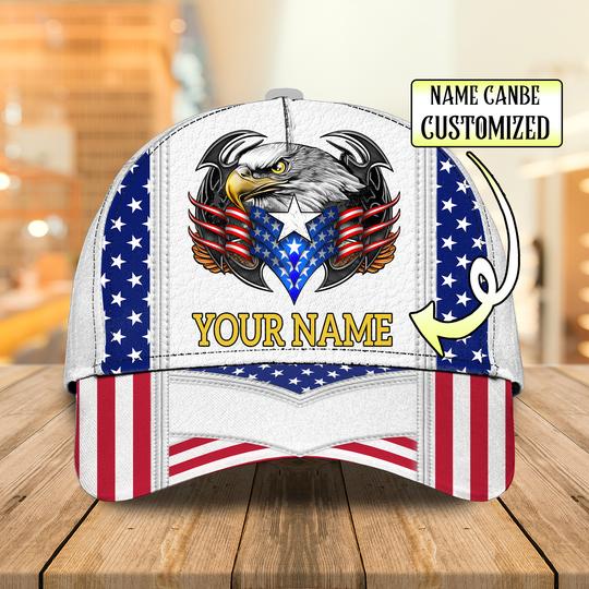 3D Classic Cap America Egagle Personalized Name Cap Lasfour CA0595