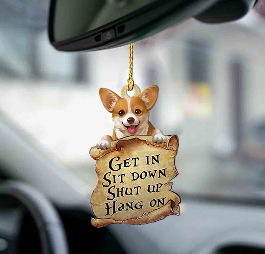 Corgi get in corgi lover two sided ornament, Corgi Car Hanging Ornaments OO0176