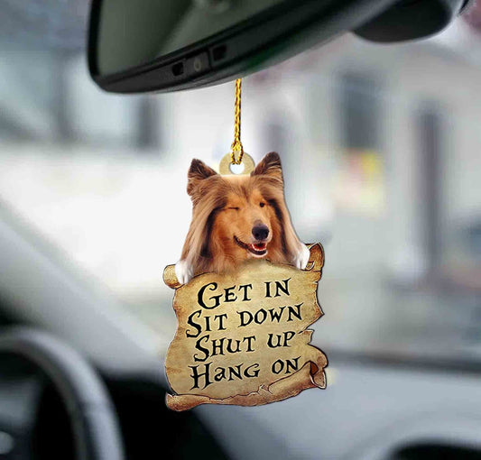 Sheltie get in sheltie lovers two sided car ornament OO0190