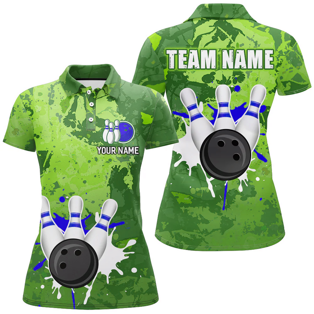 Bowling And Pins Team League Multicolor Option Customized Name 3D Shirt For Women BO0435