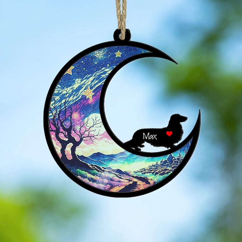 Dachshund Suncatcher Ornament, Loss of Pet Sympathy Gift, Pet Lover Suncatcher Gifts, Pet Memorial Ornament OA0123