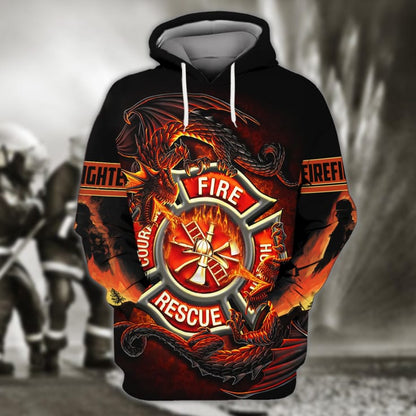 Firefighter Dragon All Over Print For Men & Women 3D Shirt, Proud of Firefighter TO3283