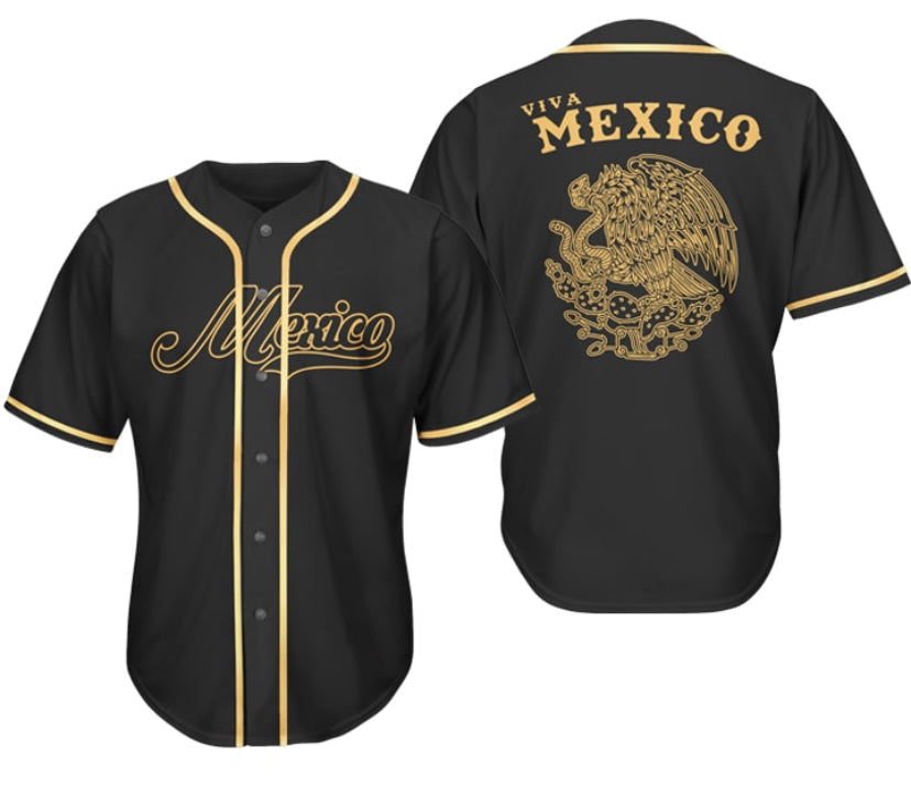 Gold Mexico Eagle Baseball Jersey, Pride American Shirt, Gift for Men SO0036