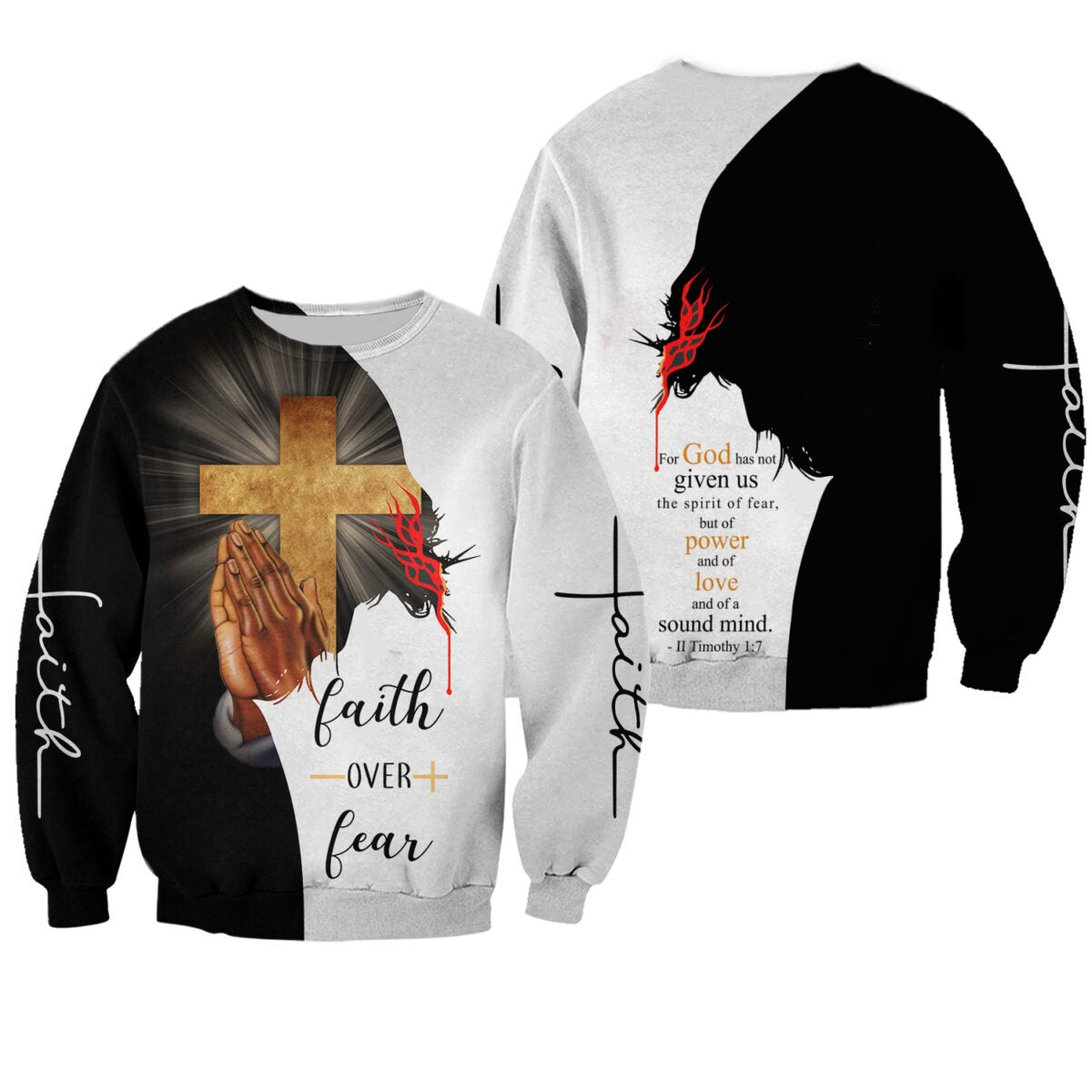 Faith Over Fear 3D All Over Printing T Shirt, Trust In God Tshirt, Sublimation Jesus 3D Hoodie TO0247