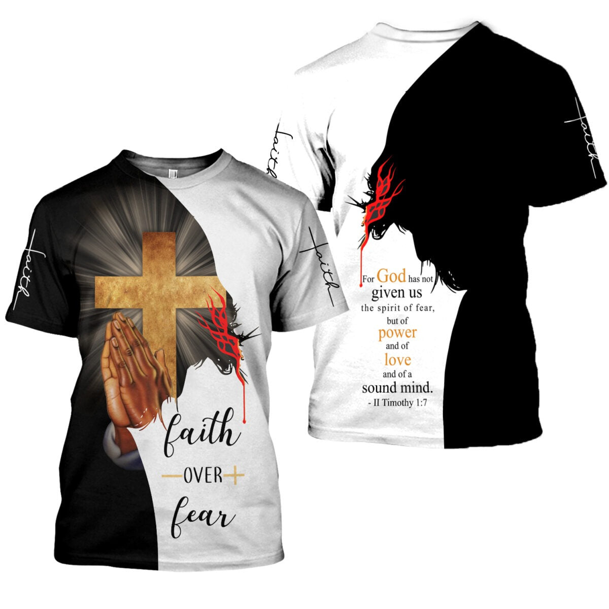 Faith Over Fear 3D All Over Printing T Shirt, Trust In God Tshirt, Sublimation Jesus 3D Hoodie TO0247