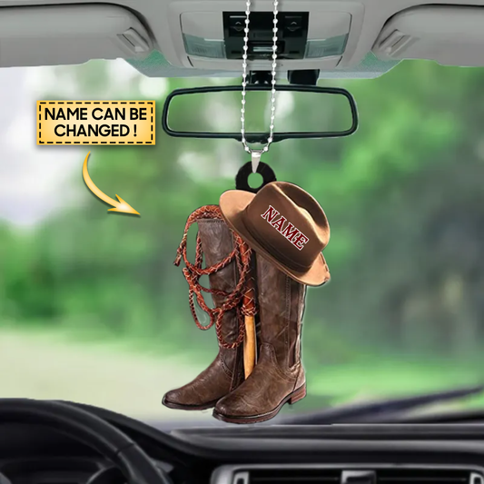 Personalized Vintage Cowboy Hats And Boots Car Hanging Ornament, Cowboy Interior Car Accessories OO0111