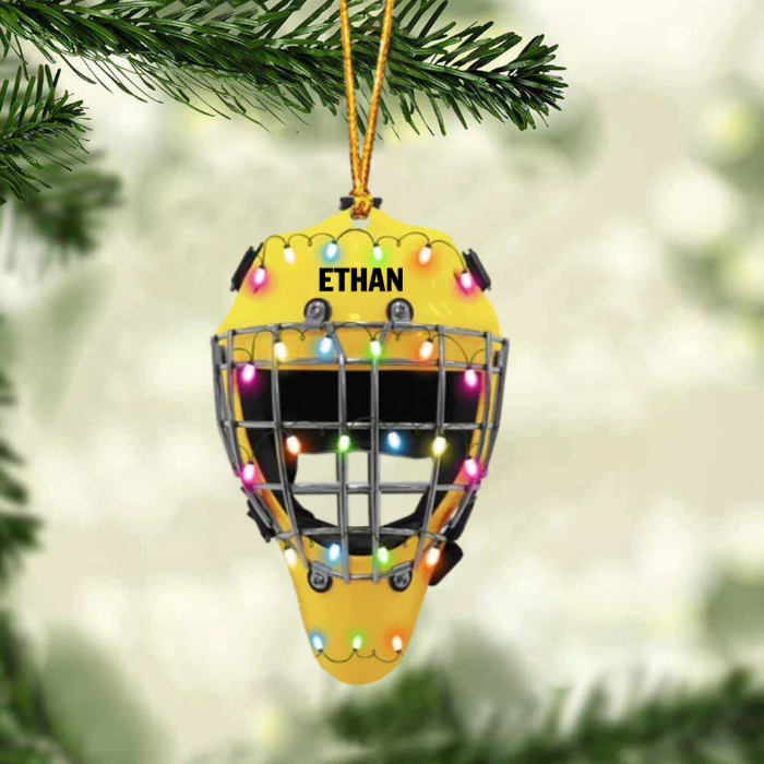 Version 3 Ice Hockey Helmet With Cage - Personalized Christmas Ornament - Gifts For Ice Hockey Lovers OO1809