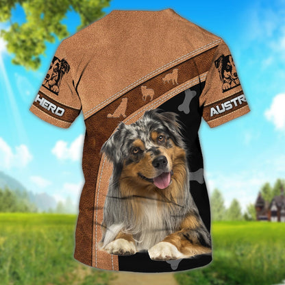 Custom 3D All Over Printed Australian Shepherd On T Shirt, Shirt For Dog Lover, Shirt With Dog TO1102