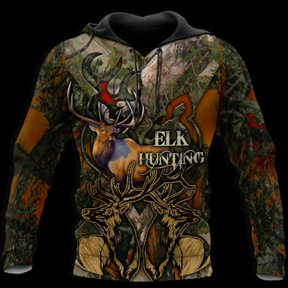 Pop-Pop Elk Hunting Deer Hoodies 3D Father Gifts Grandpa Dad Deer Hunter Vintage 3D Gifts For Men TO0111