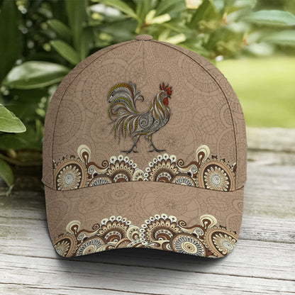 Vintage Floral Rooster Chicken Baseball Cap Lasfour CO0733