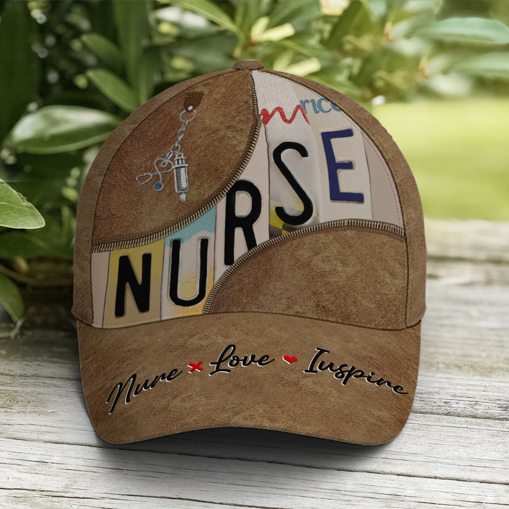 Nurse Love Inspire Leather Style Baseball Cap Lasfour CO0809