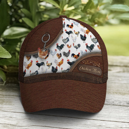 Chicken Mom Leather Baseball Cap Lasfour CO0874