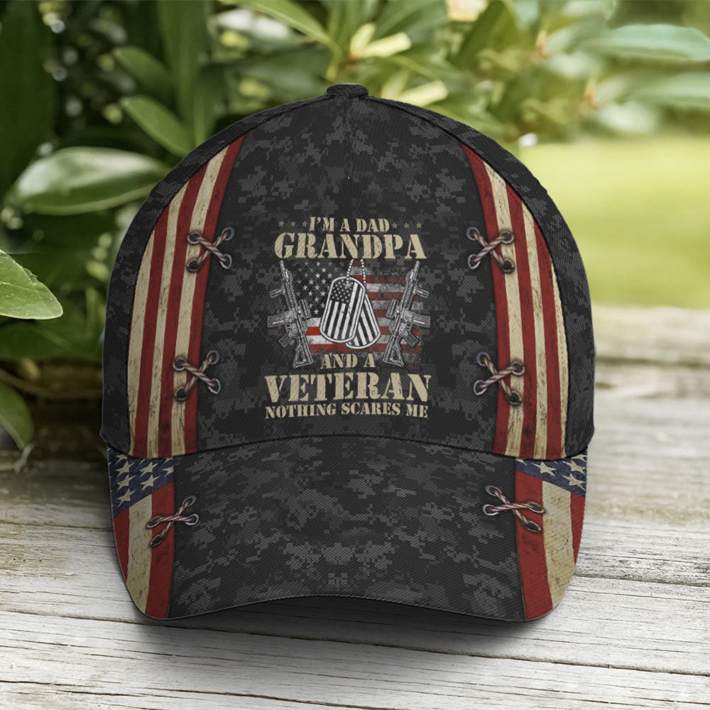 Grandpa Dad Veteran Nothing Scares Me Baseball Cap Lasfour CO0703