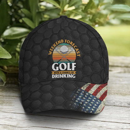 American Flag Golf With A Chance Of Drinking Baseball Cap Lasfour CO0867