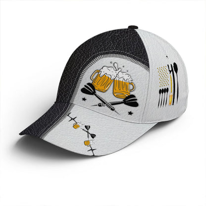 Dart And Beer Two-tone Leather Baseball Cap Lasfour CO0980