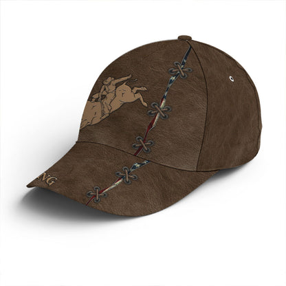 Bull Riding Classic Leather Baseball Cap Lasfour CO0788