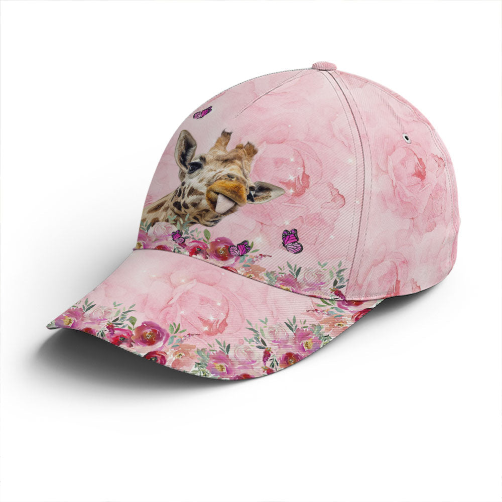 Floral Pink Giraffe Baseball Cap Lasfour CO0873