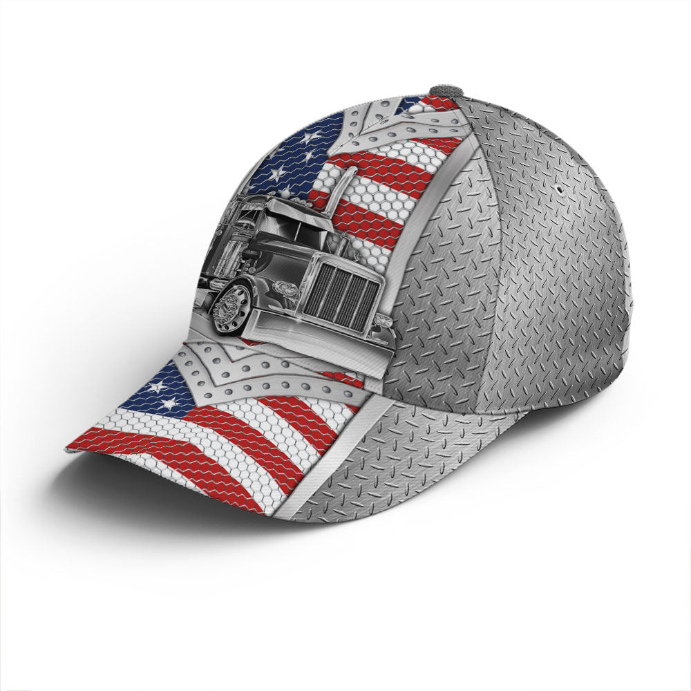 Baseball Cap For Trucker Metalic Style US Flag Pattern Lasfour CO0944