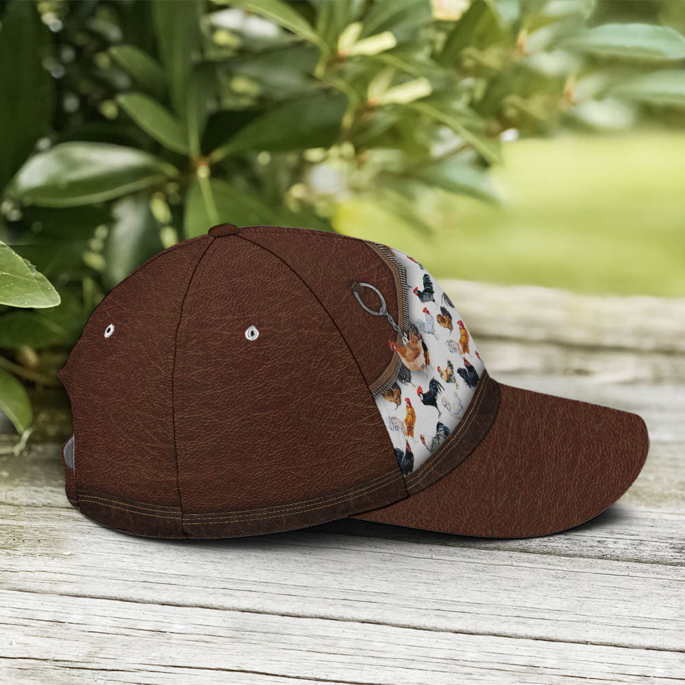 Chicken Mom Leather Baseball Cap Lasfour CO0874