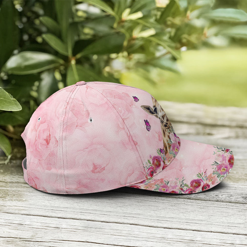 Floral Pink Giraffe Baseball Cap Lasfour CO0873