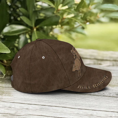 Bull Riding Classic Leather Baseball Cap Lasfour CO0788