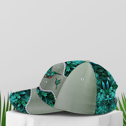 Turquoise Metallic Style Hummingbird Baseball Cap Lasfour CO0687