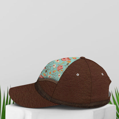 Nurse Pattern Leather Style Baseball Cap Lasfour CO0870