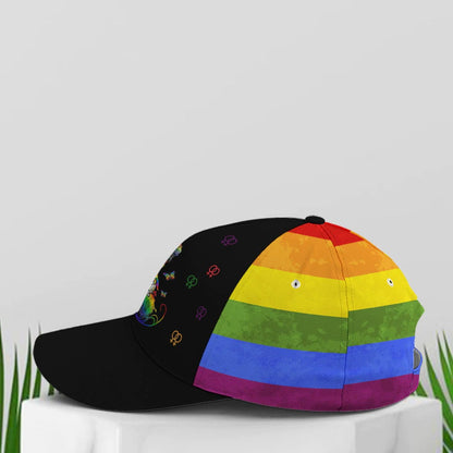 LGBTQ Girl And Sugar Skull Rainbow Baseball Cap, Pride Cap For Lesbian, Gaymer CO0206