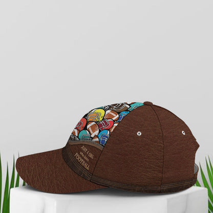 Just A Girl Who Loves Football Leather Style Baseball Cap Lasfour CO0845