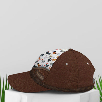 Chicken Mom Leather Baseball Cap Lasfour CO0874