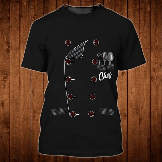 Black Chef Coat 3D All Over Print T Shirt, Master Chef Shirts TO0989