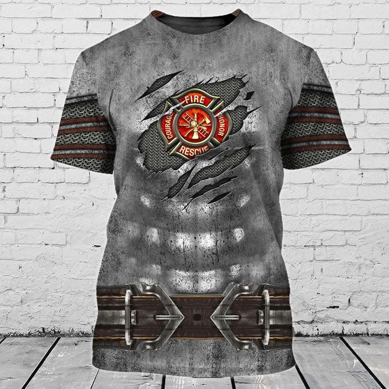 3D All Over Print Firefighter Armor Shirt, Gift for Dad Firefighter, Firefighter Shirt TO3290