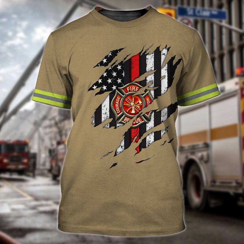 Flag American Firefighter 3D Printed Shirt, Firefighter Apparel, Cool T Shirt For Firefighter Lovers TO3289